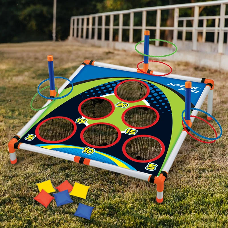 Portable Cornhole Ring Toss Game Set For Kids & Adults