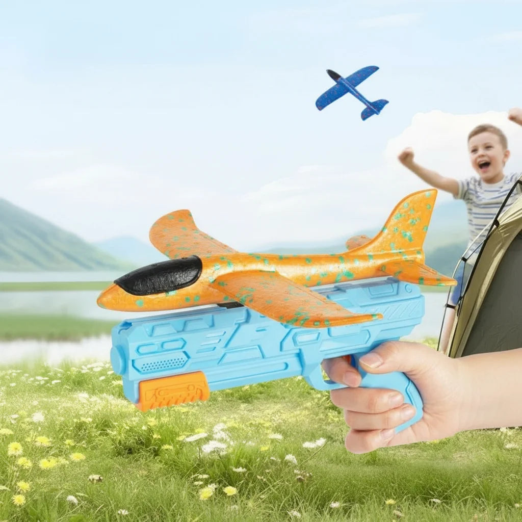 Kids Foam Aircraft Launcher Toy – Outdoor Flying Fun
