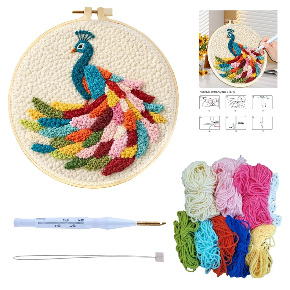 Punch Needle Embroidery Kit With Hoop – Animal Design