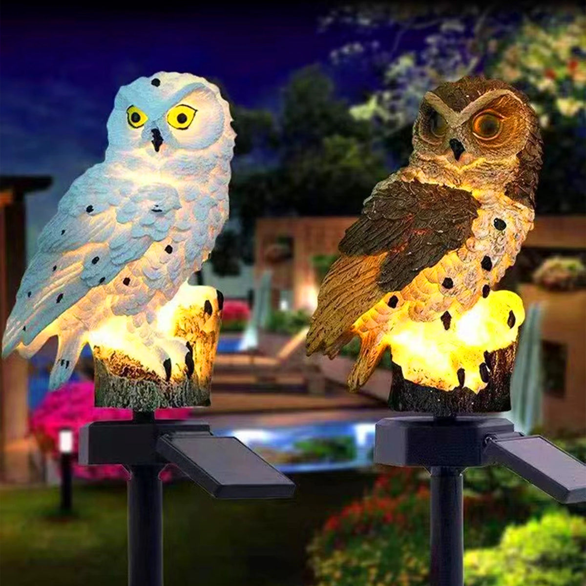 Solar Owl Garden Stake Lights – Waterproof Warm LED Decor