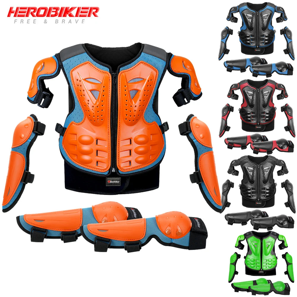 Kids Motorcycle Body Armor Set With Elbow And Knee Pads
