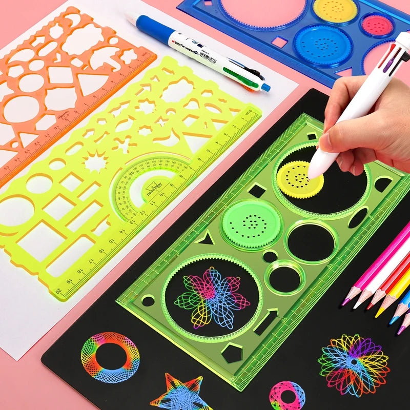 Spirograph Geometry Drawing Stencil Ruler Set for Kids