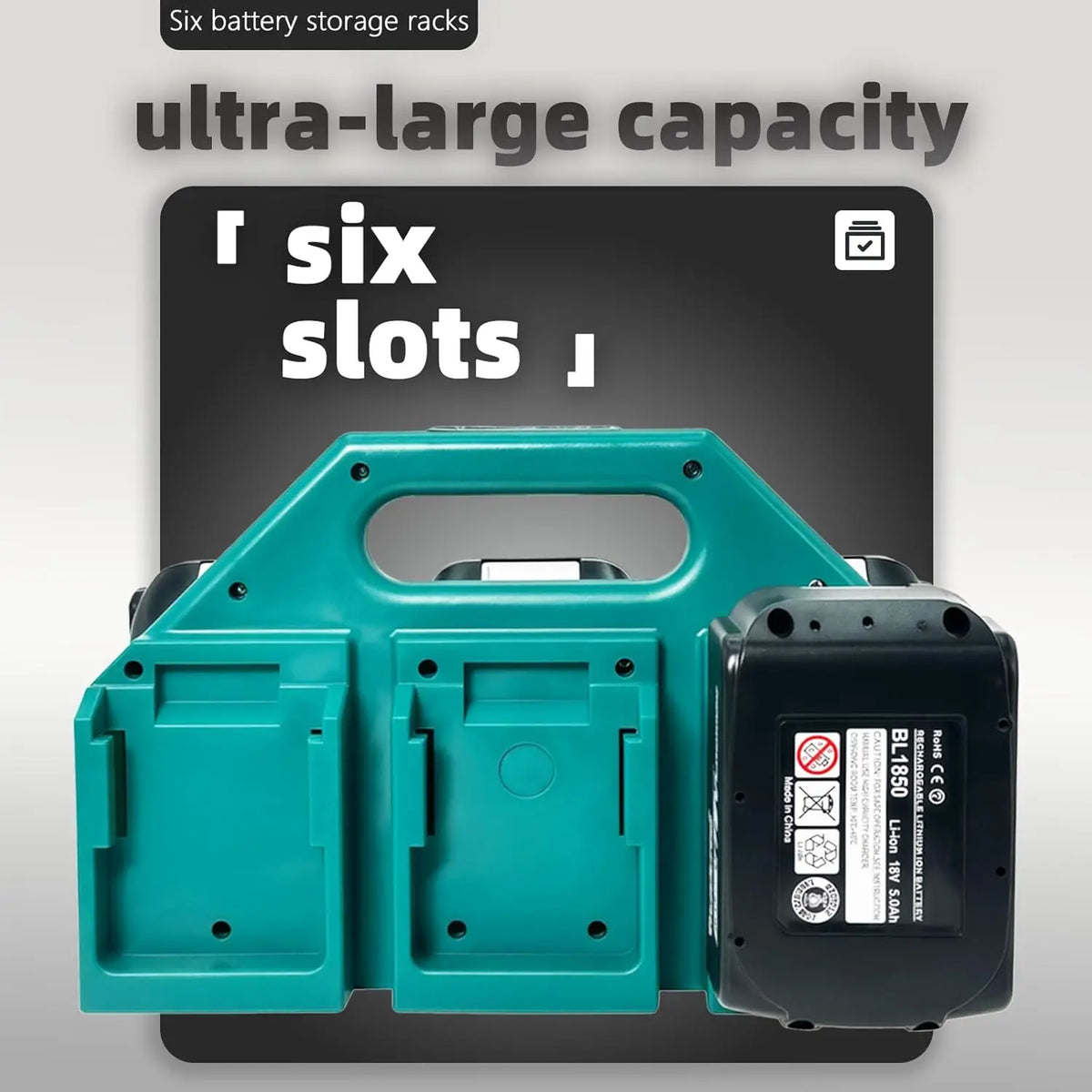 6-Slot Battery Holder for Makita 18V – Portable Rack Caddy