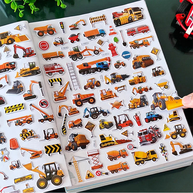 Kids Puffy Sticker Packs Set – Cartoon Vehicles & More