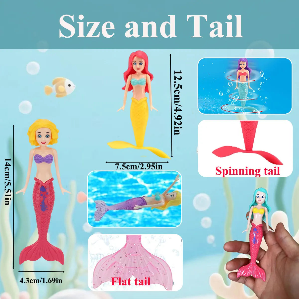 Mermaid Dive Pool Toys Set – Floating Bath Game for Kids