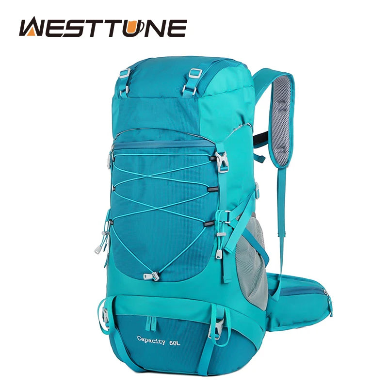 50L Hiking Backpack With Rain Cover For Camping Travel