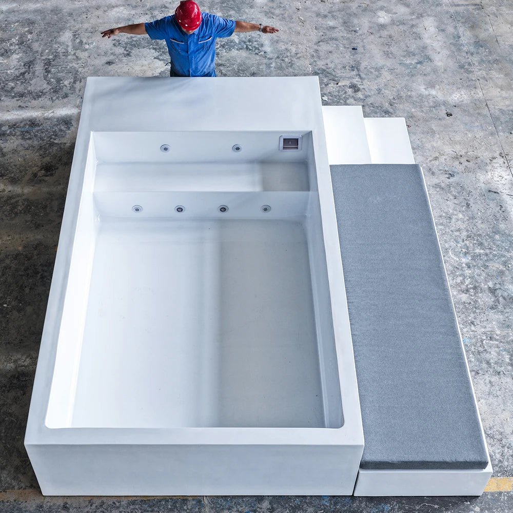 Fiberglass Above Ground Swim Spa Pool With Sofa Seat