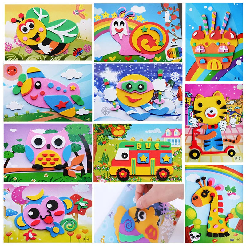 Kids DIY 3D Foam Animal Sticker Craft Puzzle Set