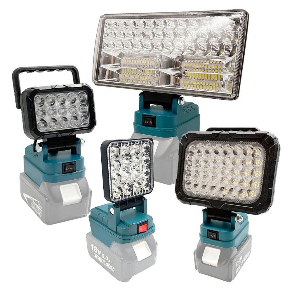 LED Work Spotlight for 18V Batteries – Dual USB Power Bank