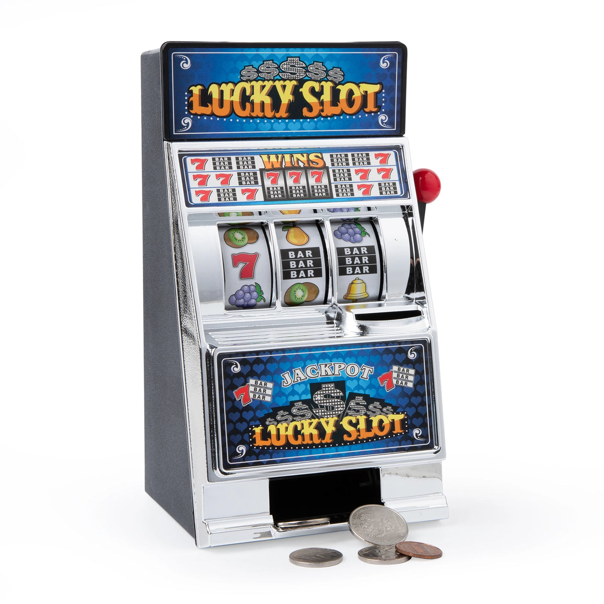 Slot Machine Money Bank with Spinning Reel Action