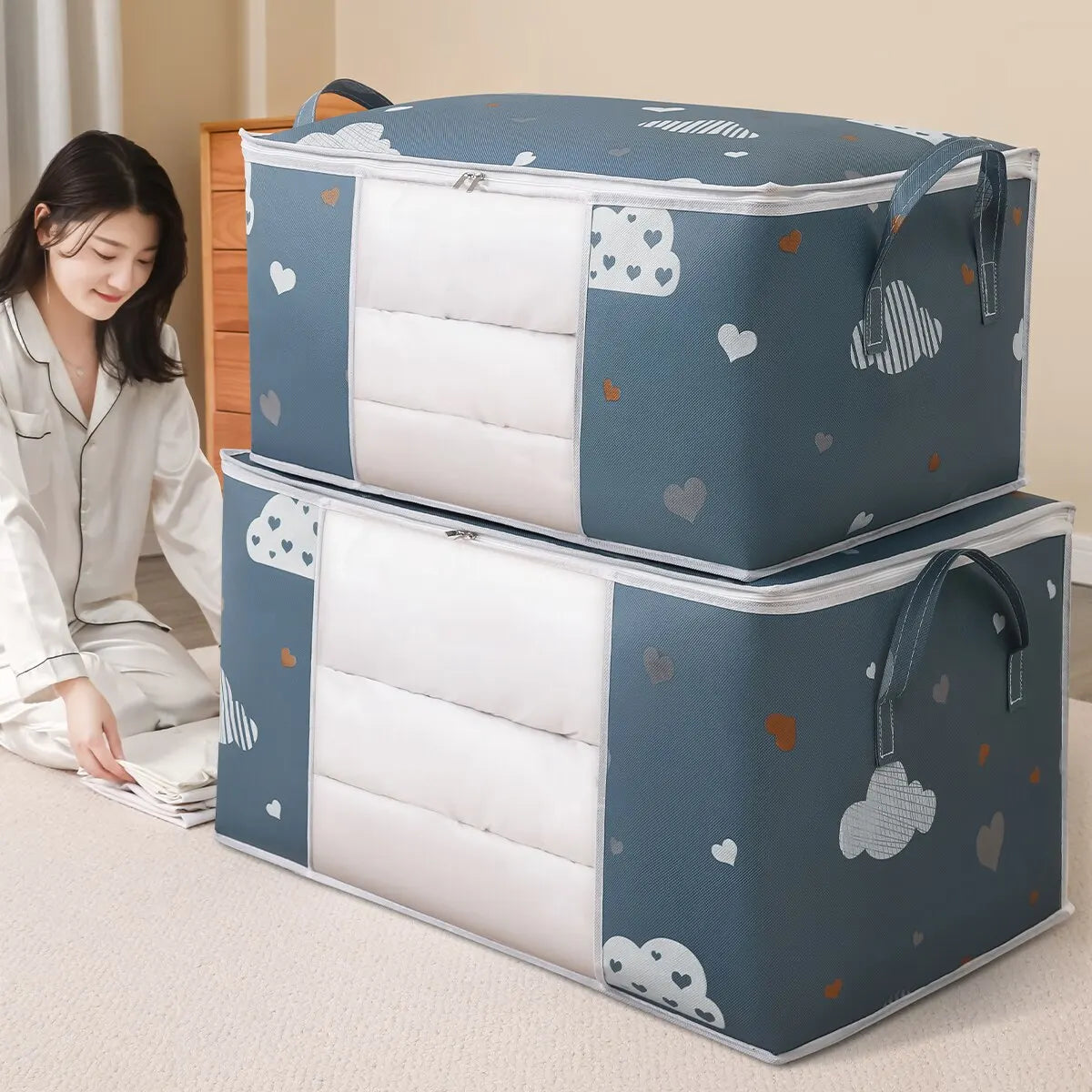 Large Capacity Clothes Storage Bag With Zipper