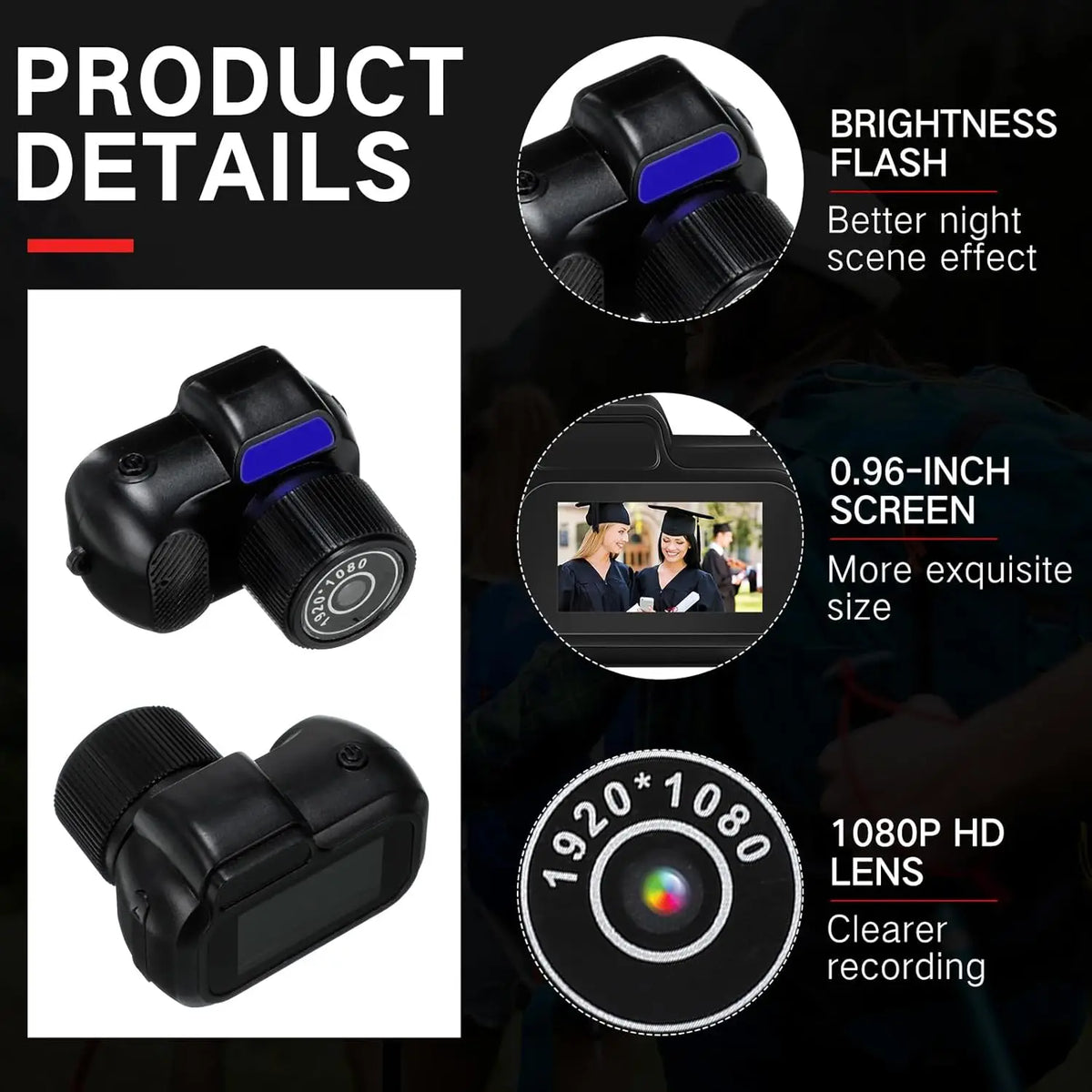 Mini Keychain Camera 1080P with Screen for Travel