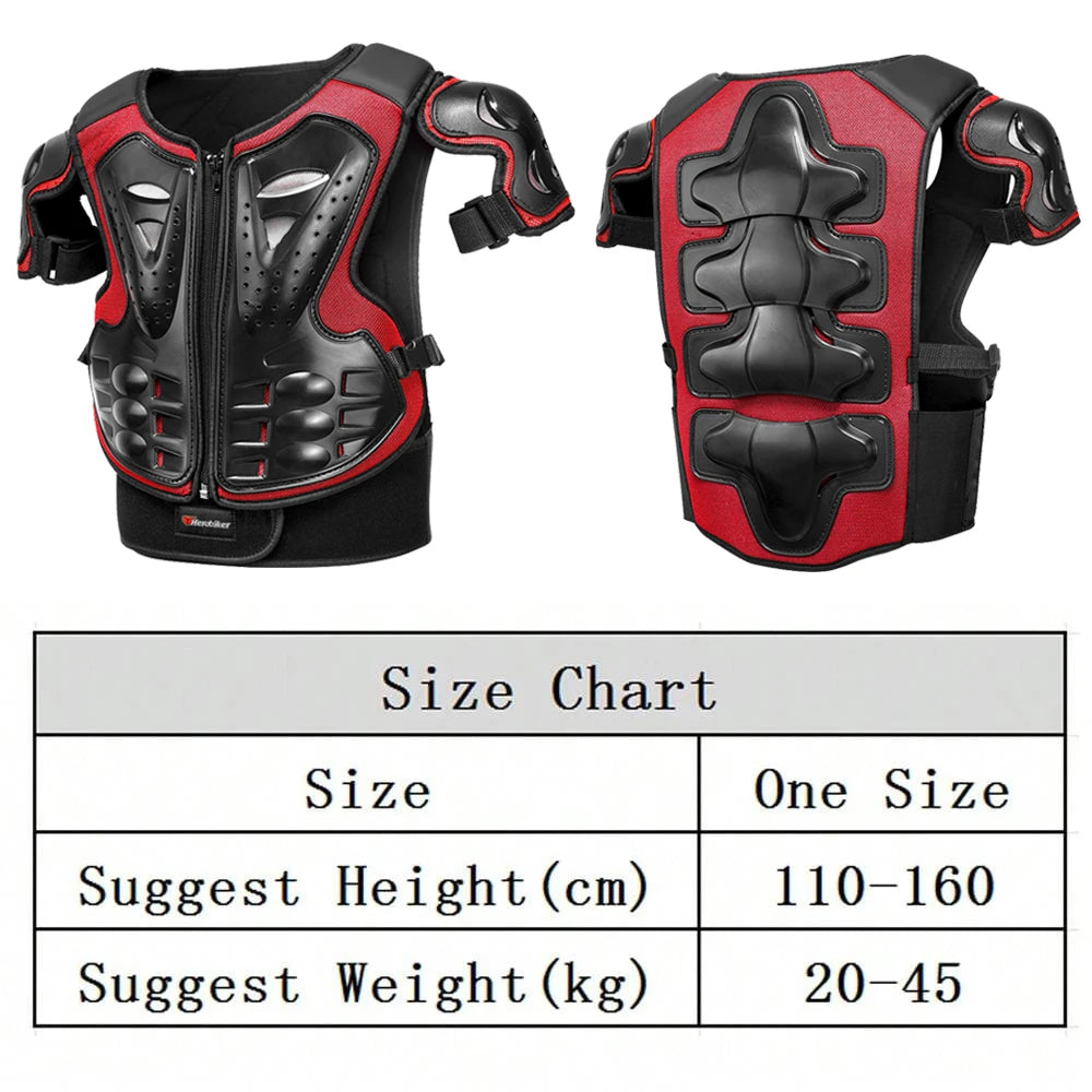 Kids Motorcycle Body Armor Set With Elbow And Knee Pads