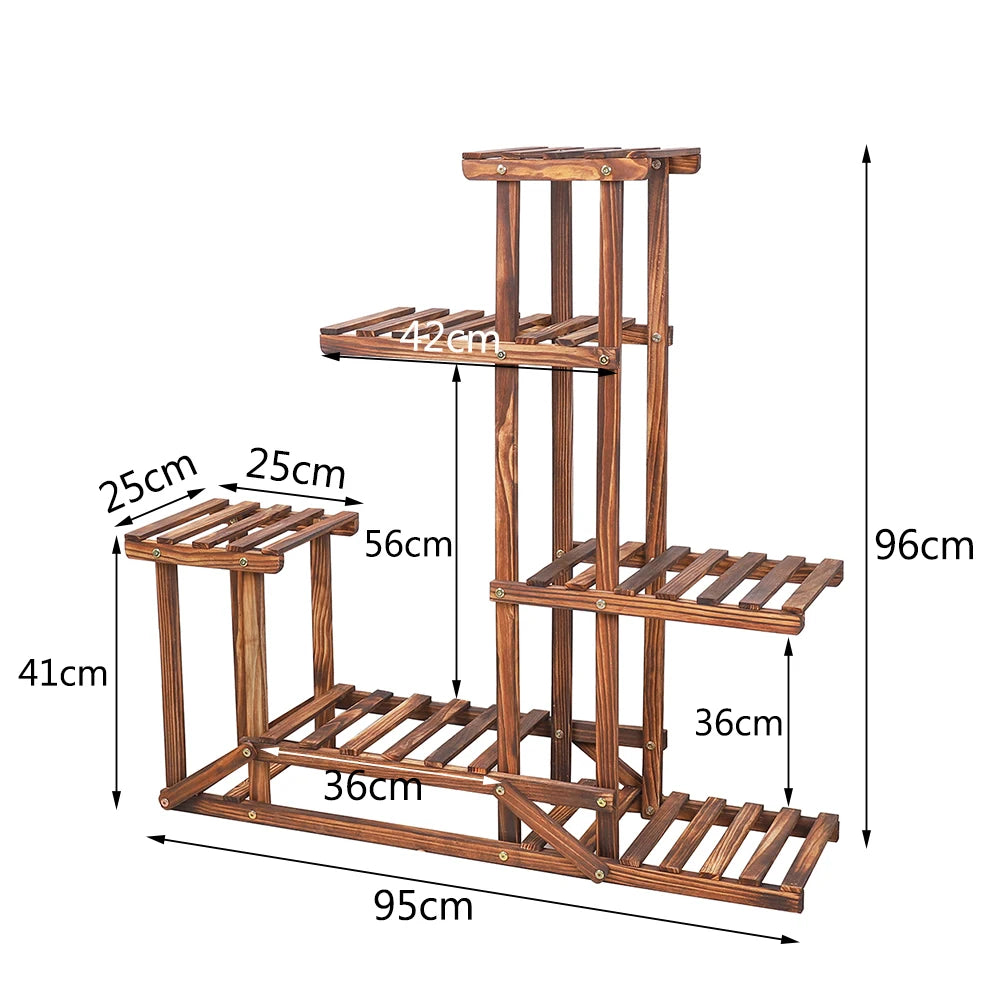 6-Tier Wooden Plant Stand Shelf for Indoor and Outdoor Use
