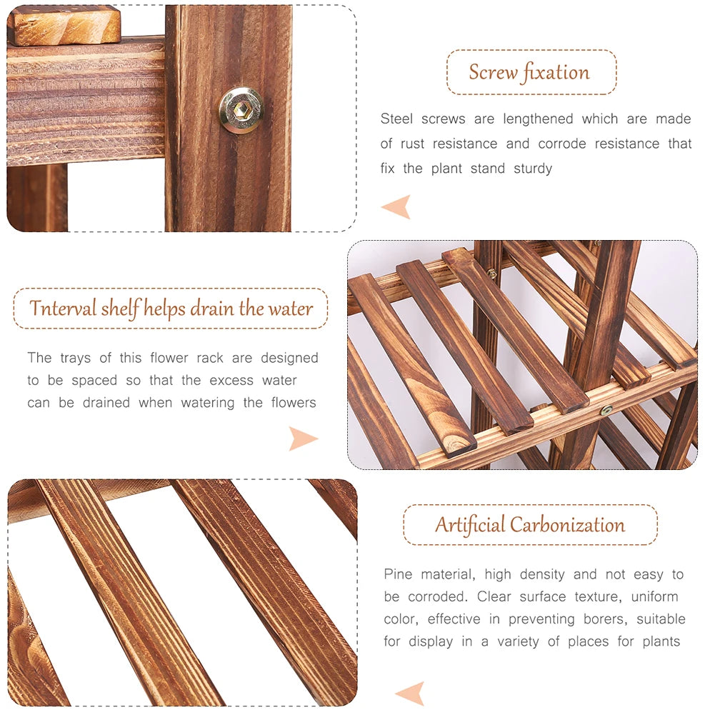 6-Tier Wooden Plant Stand Shelf for Indoor and Outdoor Use