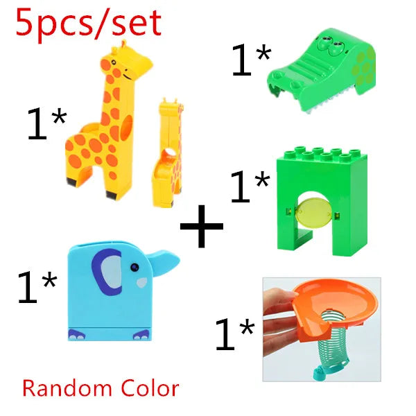 5pcs set Color Marble Run Building Blocks Set With Spiral Tracks