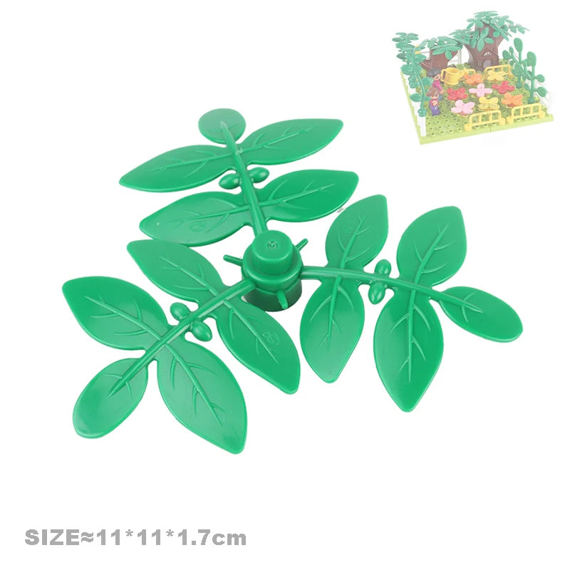 Soft leaves Color Animal Building Block Accessories Set for Kids Play