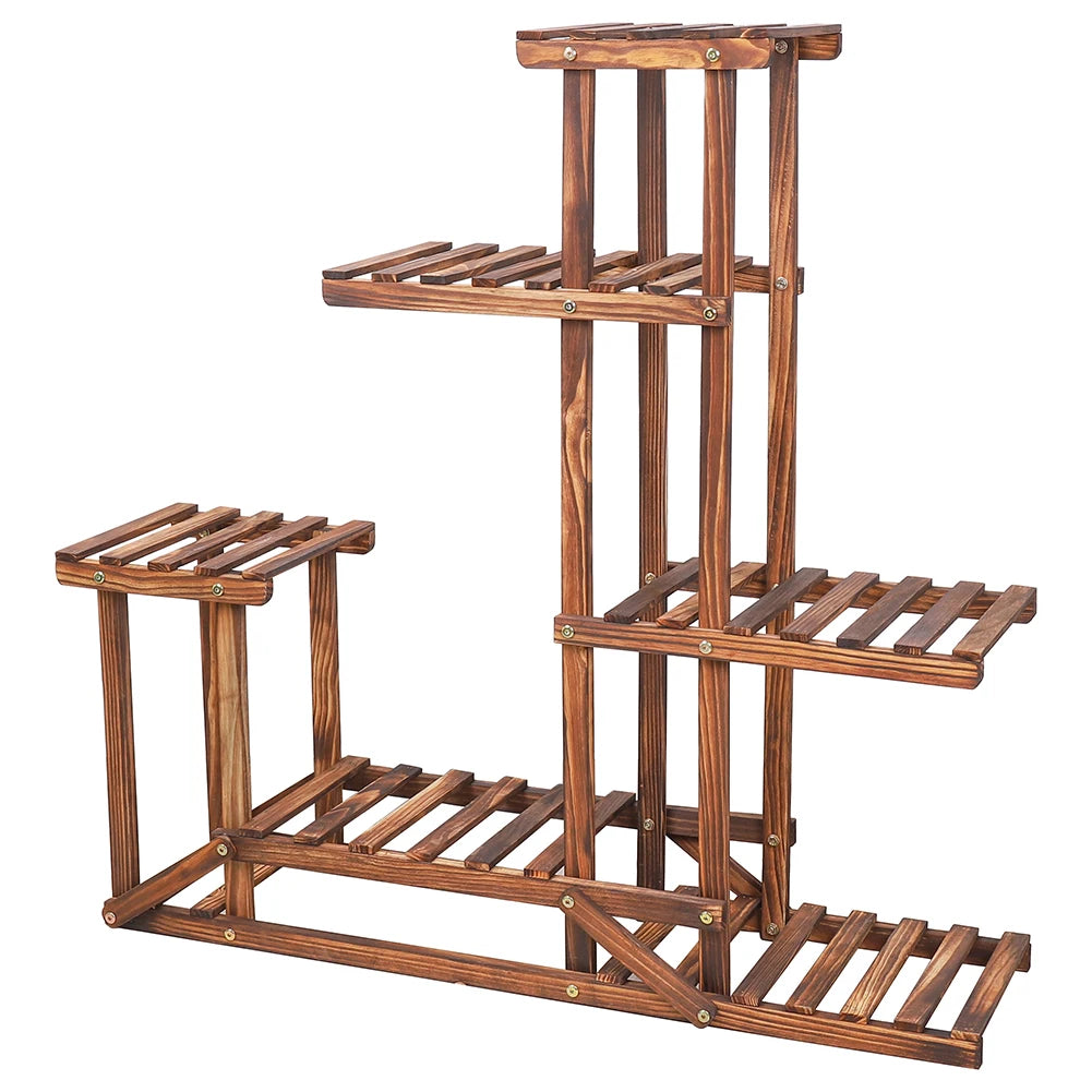 6-Tier Wooden Plant Stand Shelf for Indoor and Outdoor Use