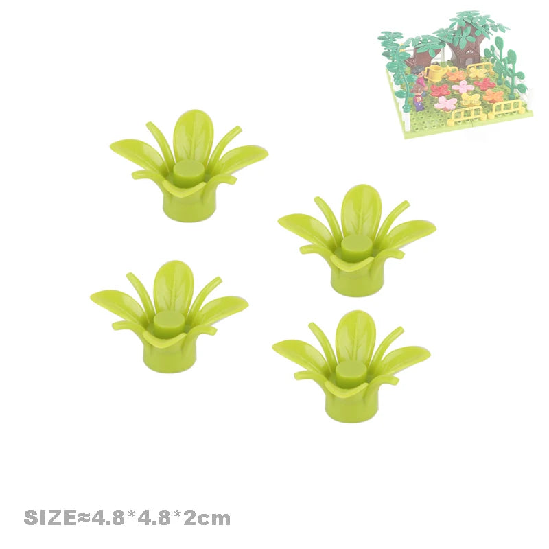 4 small grass Color Animal Building Block Accessories Set for Kids Play