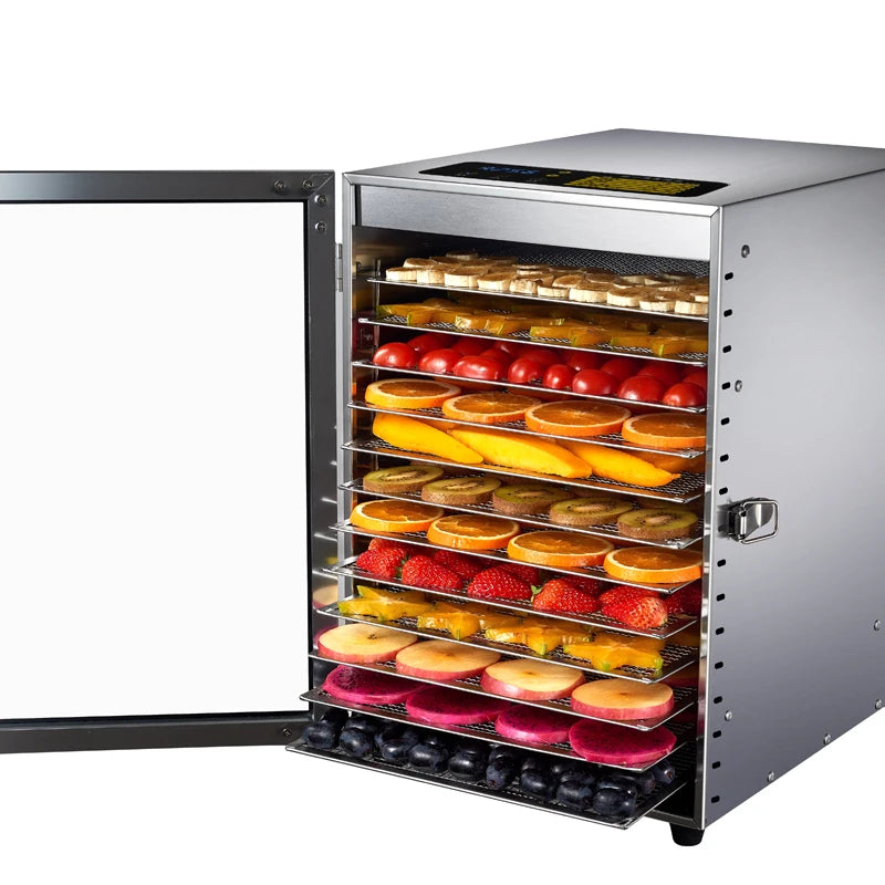 12-Layer Stainless Steel Food Dehydrator With Timer