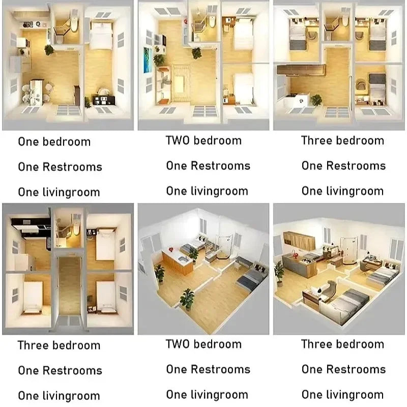 Expandable Steel Frame Container Home With 3 Rooms