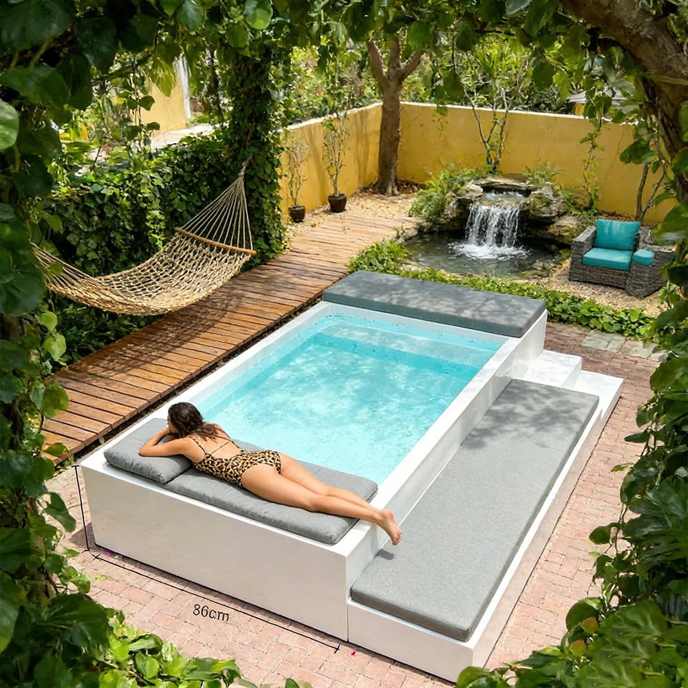 Fiberglass Above Ground Swim Spa Pool With Sofa Seat