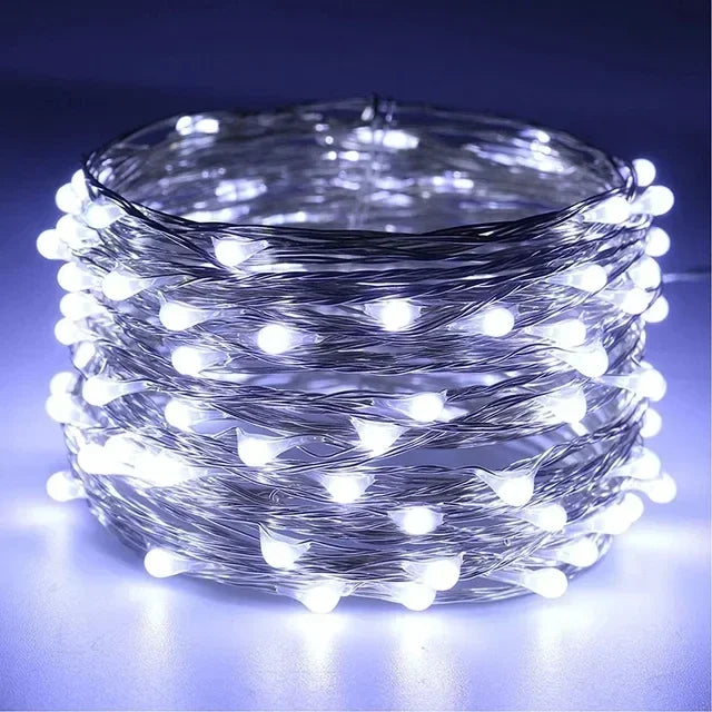 White Emitting Color Copper Wire LED Fairy String Lights – Battery Powered Decor