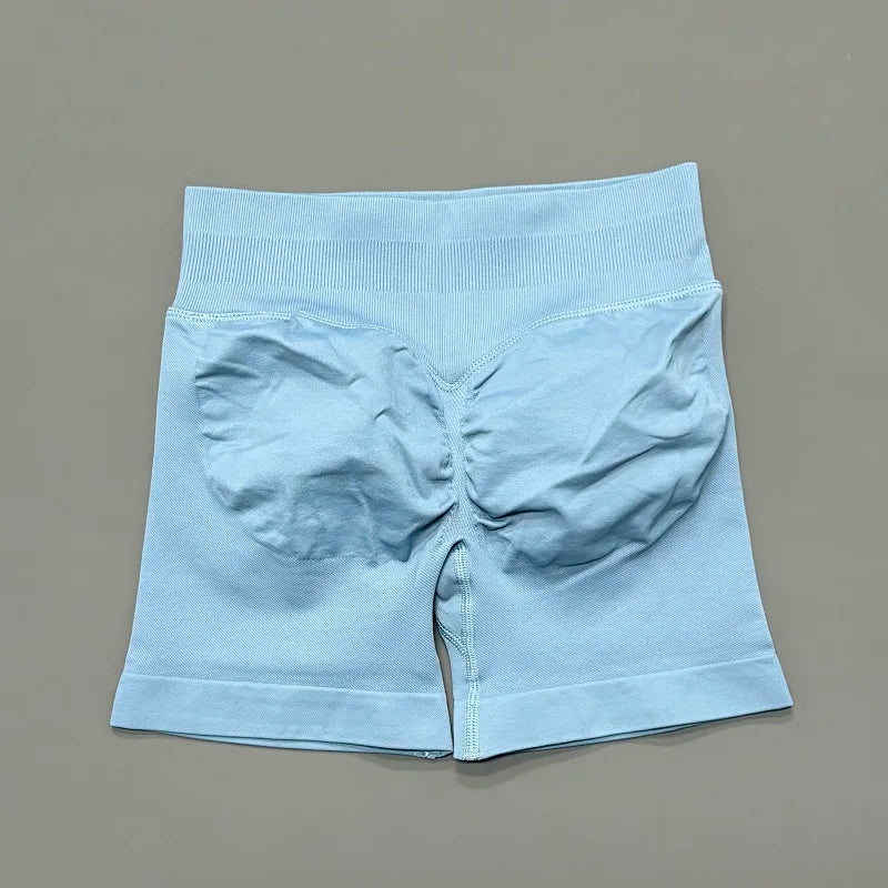 Cornflower Blue Color Women’s Seamless Scrunch Butt Yoga Gym Shorts