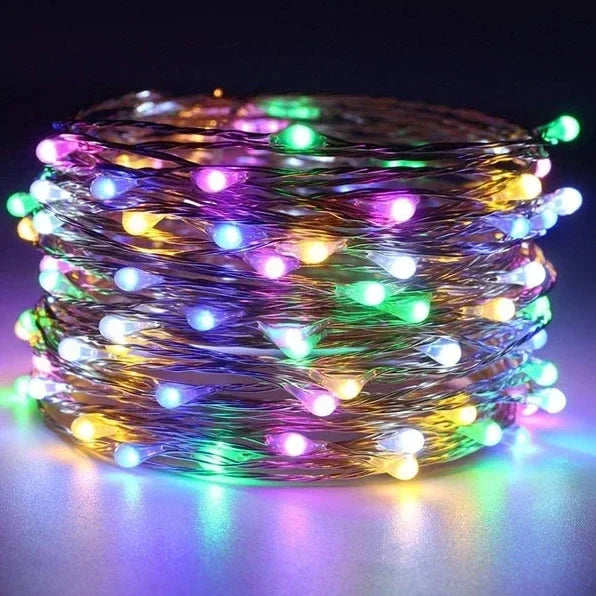 Multicolor Emitting Color Copper Wire LED Fairy String Lights – Battery Powered Decor