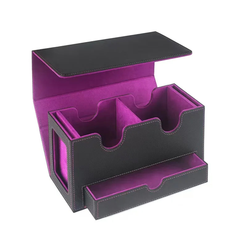 Purple Color Commander Card Deck Box – Triple-Sleeved TCG Storage