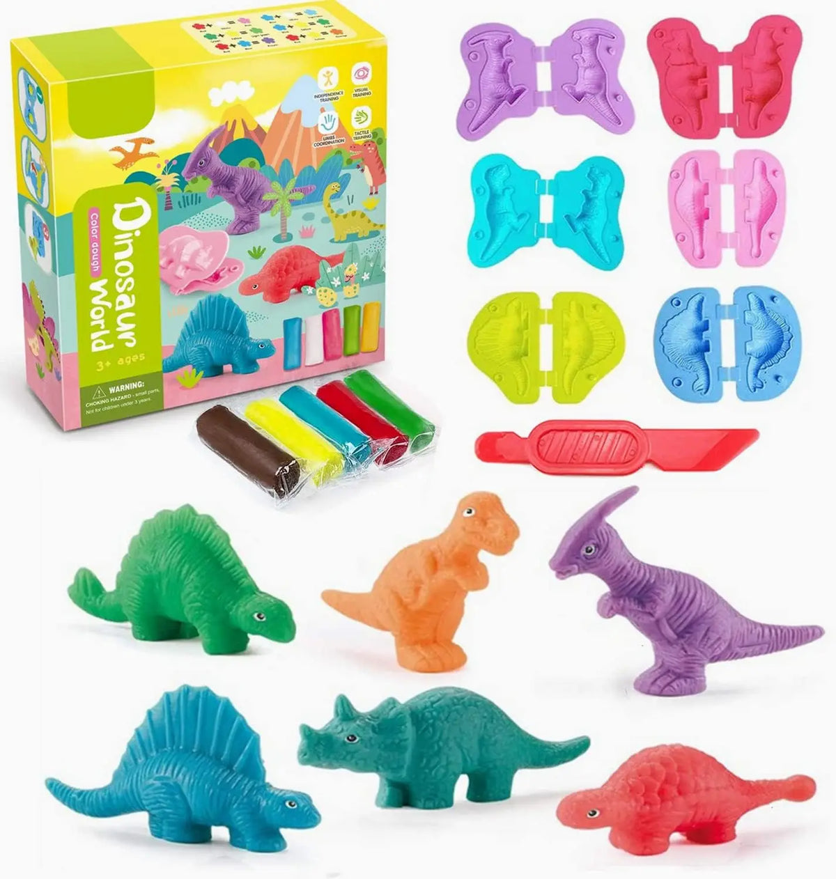 Dinosaur Playdough Craft Set for Kids with Molds