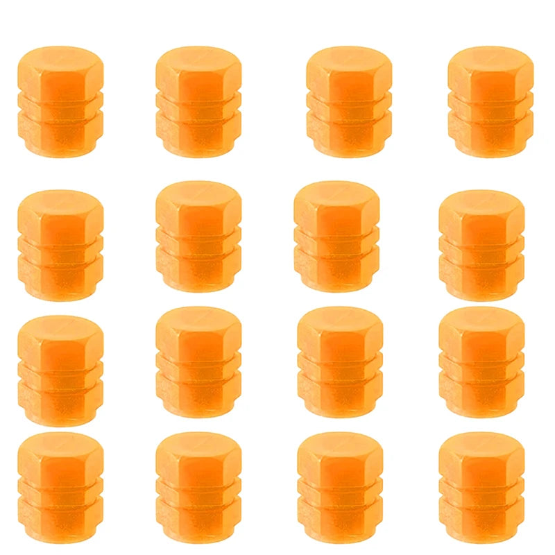 Orange 16pcs Color Luminous Tire Valve Caps For Car & Bike Wheels