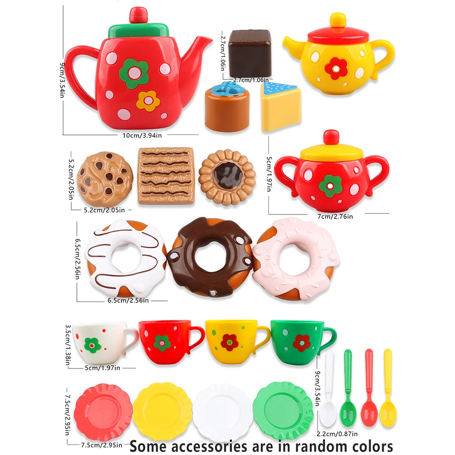 Kids Plastic Afternoon Tea Play Set – 24-Piece Kitchen Toy