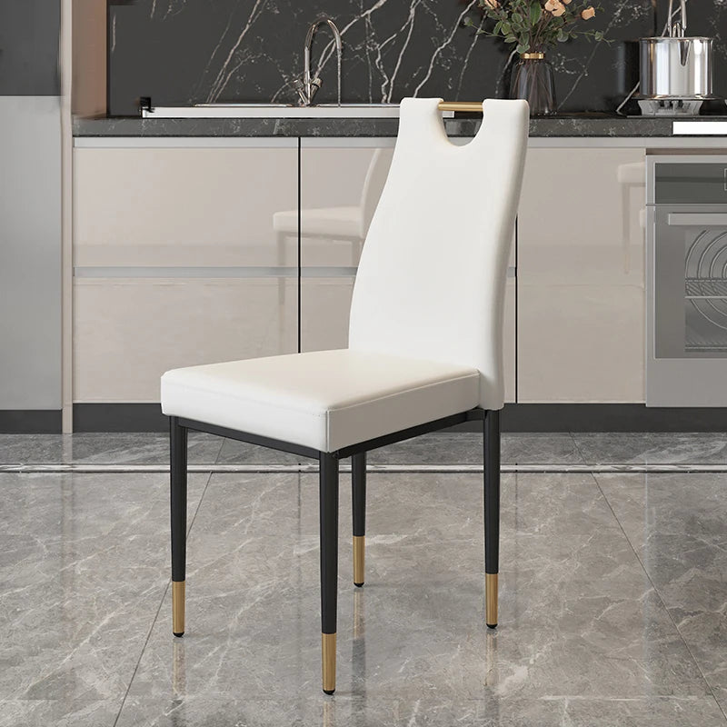 2 pieces Color Scandinavian Faux Leather Dining Chair Set with Metal Legs