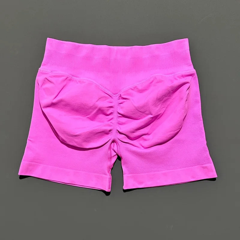 Blossom Pink Color Women’s Seamless Scrunch Butt Yoga Gym Shorts