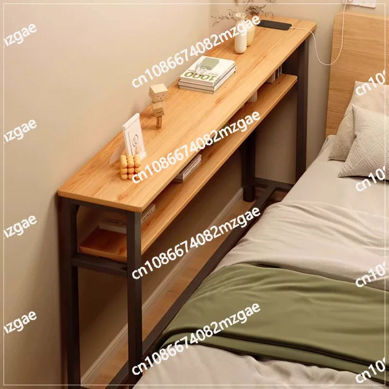 Slim Behind-Sofa Console Table With Wood Top