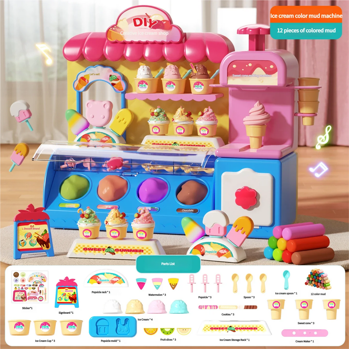 Ice Cream Play Dough Machine – Musical Light-Up Set