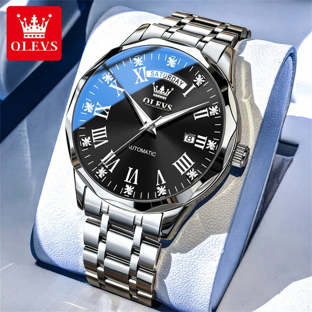 Silver Color Automatic Mechanical Business Watch With Roman Dial