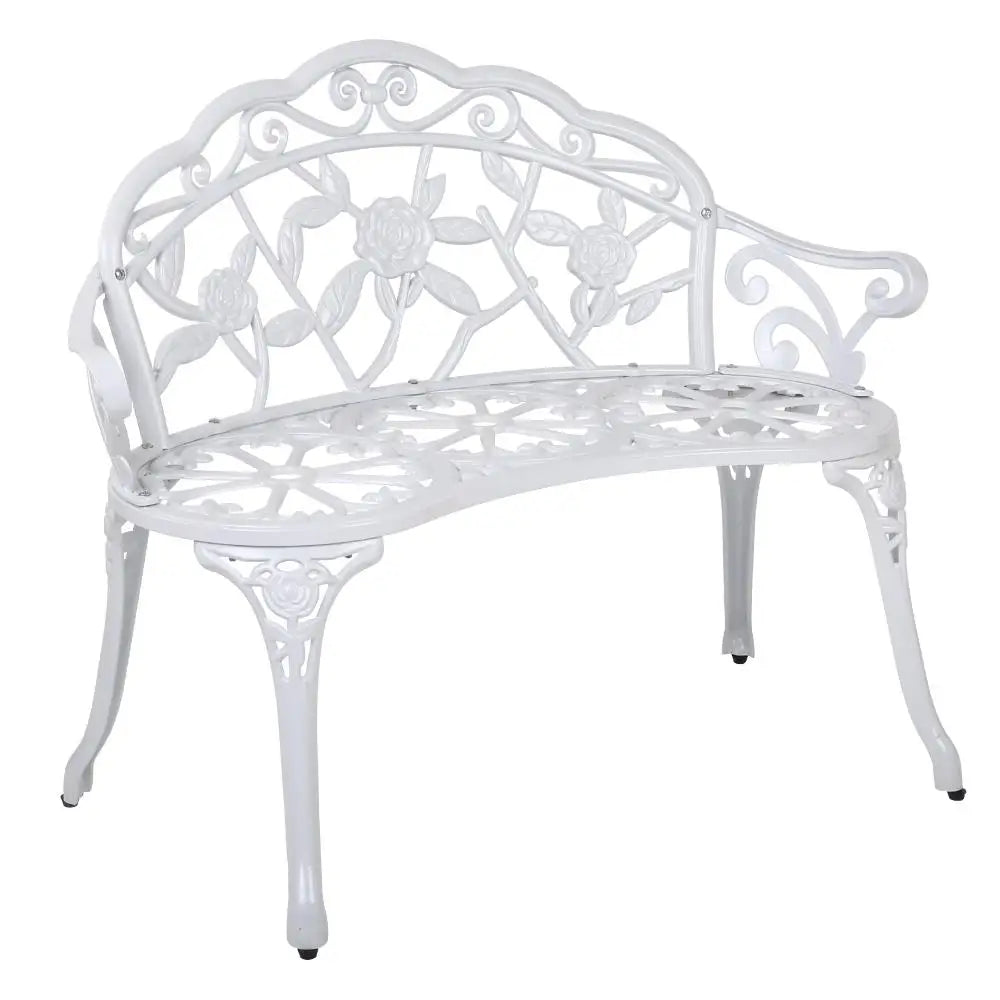 Cast Aluminium Garden Bench – Vintage White 100 cm
