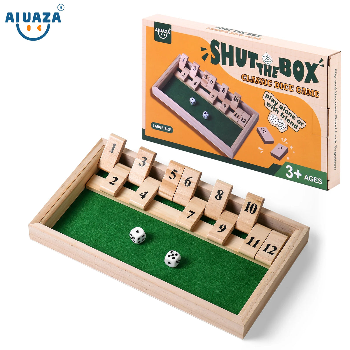 1-12 Large Color Wooden Shut The Box Dice Game – 2-Player Math Fun