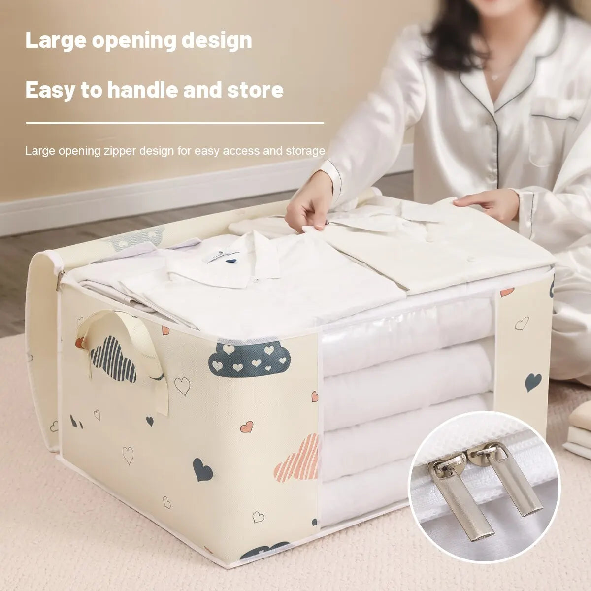 Large Capacity Clothes Storage Bag With Zipper