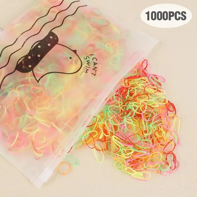 Fluorescent Color 1000-Piece Colorful Disposable Hair Elastics For Kids