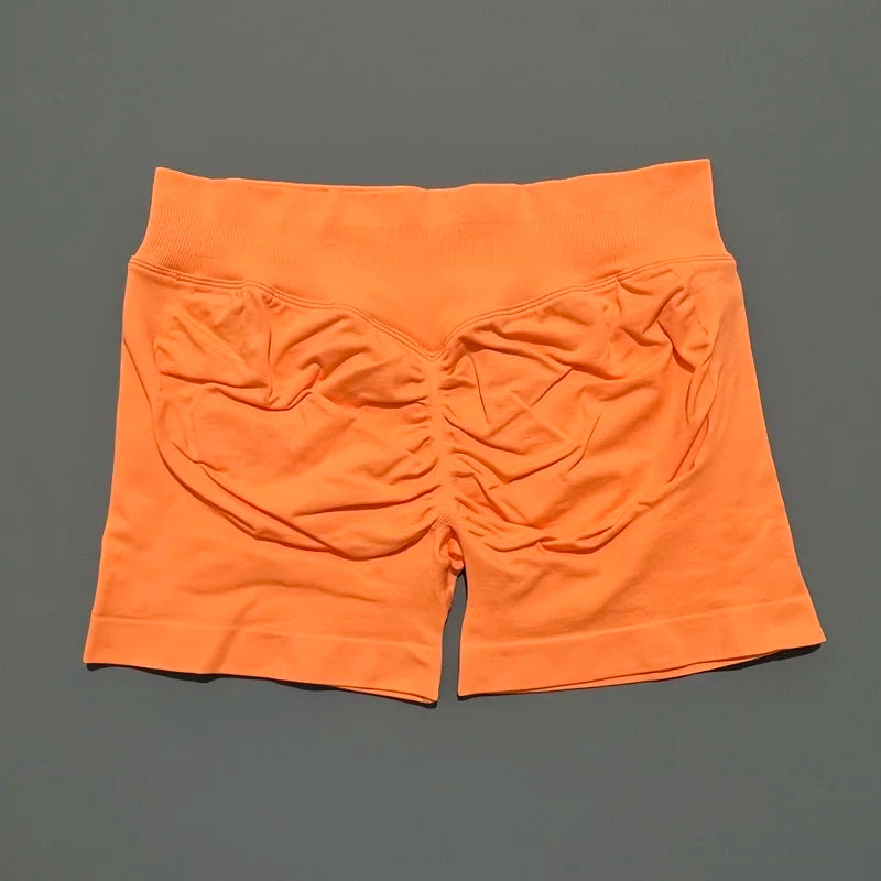 Orange Color Women’s Seamless Scrunch Butt Yoga Gym Shorts