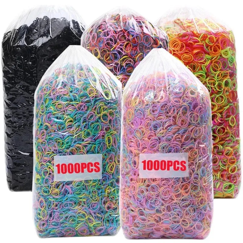 1000-Piece Colorful Disposable Hair Elastics For Kids