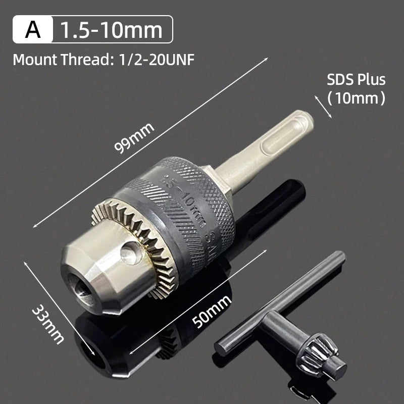 (A) 1.5-10mm Color Keyless Drill Chuck Adapter With SDS Plus Shank 1/2-20UNF