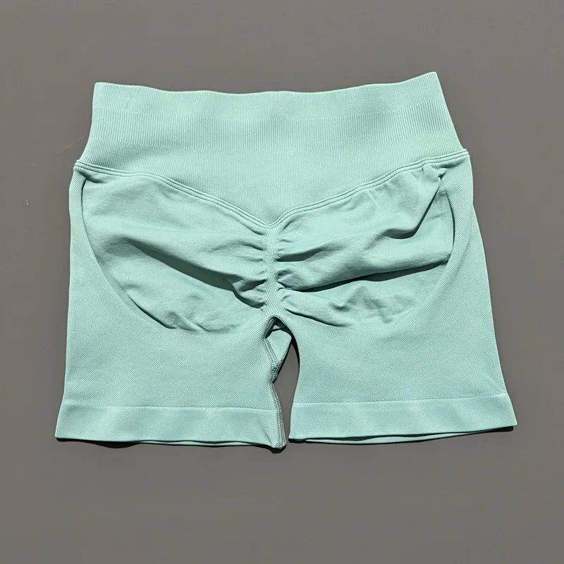 Light green Color Women’s Seamless Scrunch Butt Yoga Gym Shorts