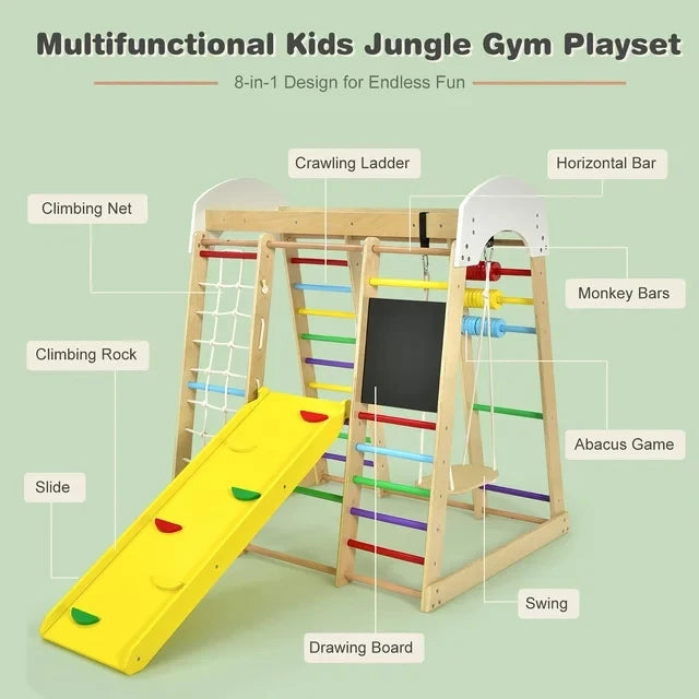 Indoor Wooden Climbing Frame Playground For Kids