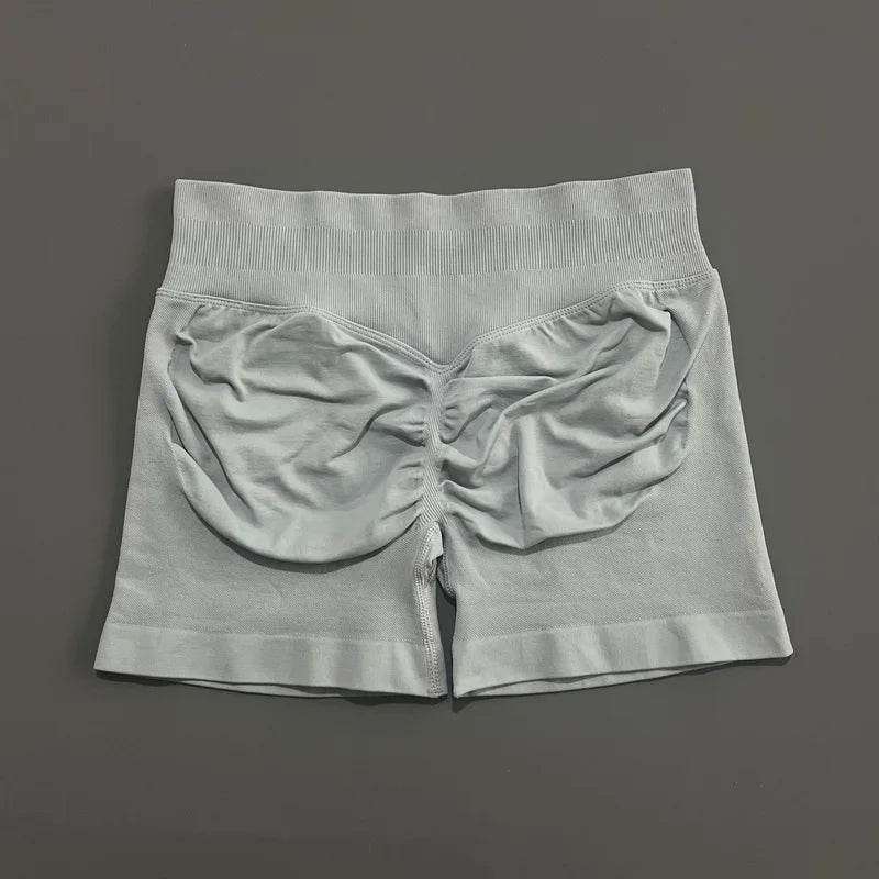 Light Gray Color Women’s Seamless Scrunch Butt Yoga Gym Shorts
