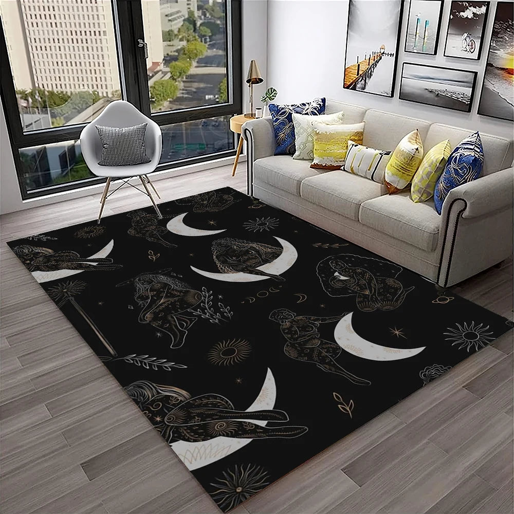 2507291108 Color Gothic Witchcraft Ouija Tarot Non-Slip Printed Area Rug