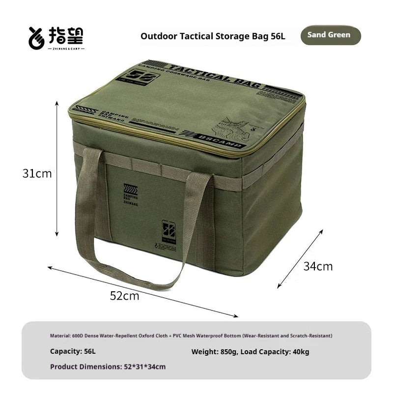 Green 56L Color Foldable Tactical Camping Storage Bag – Large Capacity